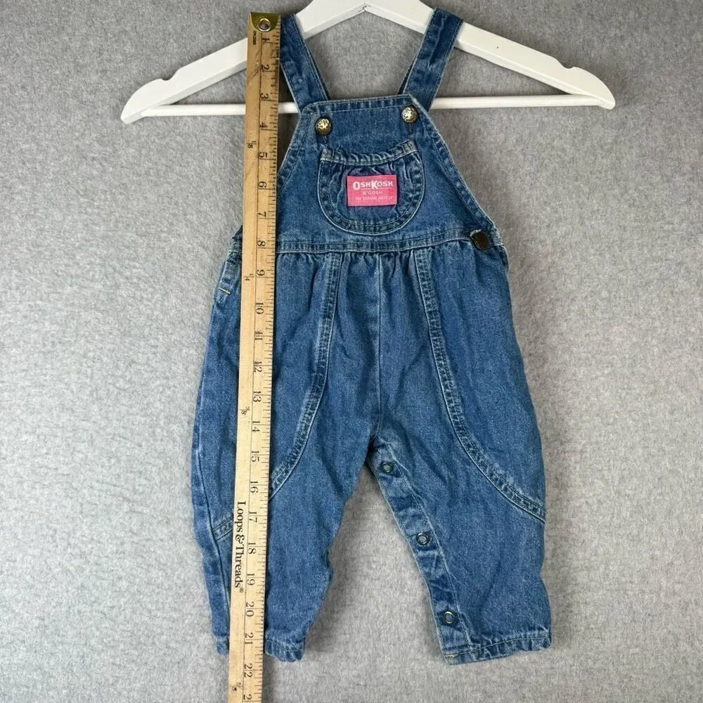RARE Vintage Denim OshKosh BGosh Bubble Vestbak Overalls 1980s pink tag 3T Read